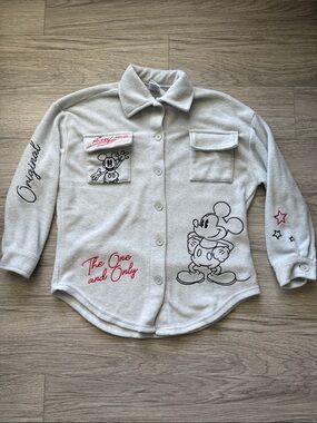Mickey Mouse Light Gray Kids Shirt Jacket - The One and Only Size XS